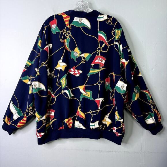 Alfred Dunner Nautical Sailing Flags Navy Blue Lightweight Button Up Jacket 22W - Picture 9 of 12